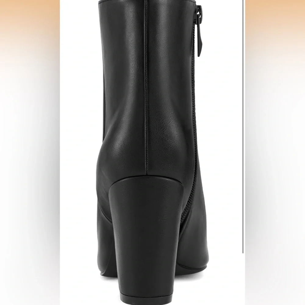 Rollda SUEDI Pointed Toe Ankle Boots Chunky High Heel Ankle Booties Side Zipper